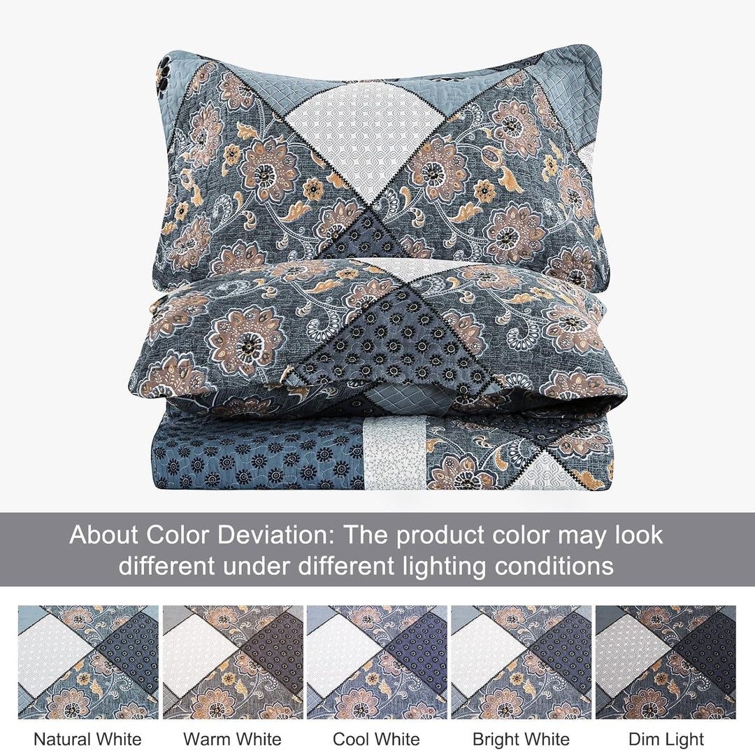 Qucover Tagesdecke 240x260cm für Bett, Patchwork Bettüberwurf aus Mikrofaser, Dünne Winter Steppdeck