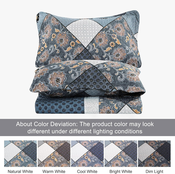 Qucover Tagesdecke 240x260cm für Bett, Patchwork Bettüberwurf aus Mikrofaser, Dünne Winter Steppdeck