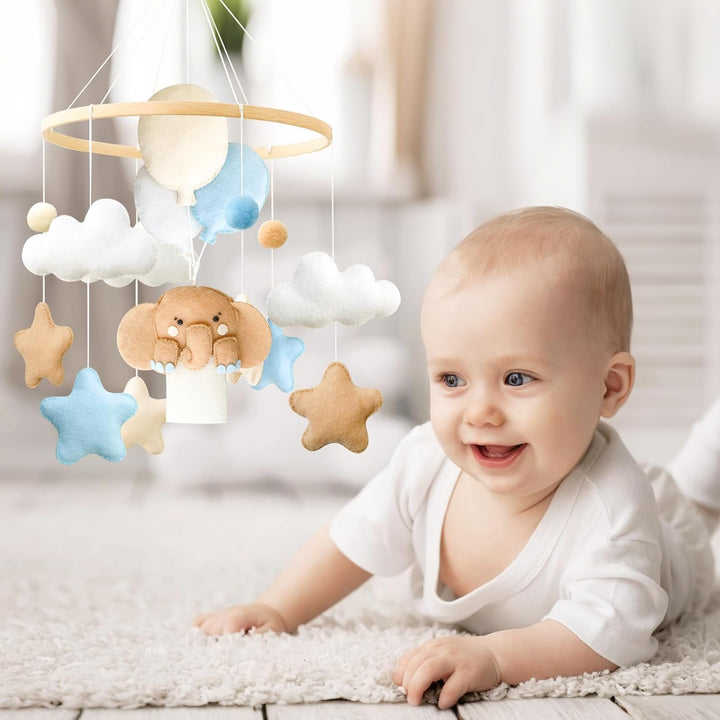 Tiere Mobile Baby Windspiele, 3D Heissluftballon Elefanten Baby Mobile für Bett, Babybett Mobile Wic