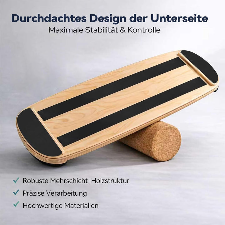 FunLife Balance Board aus Holz – Stabiler Gleichgewichtstrainer für Core Training, Fitness & Balance