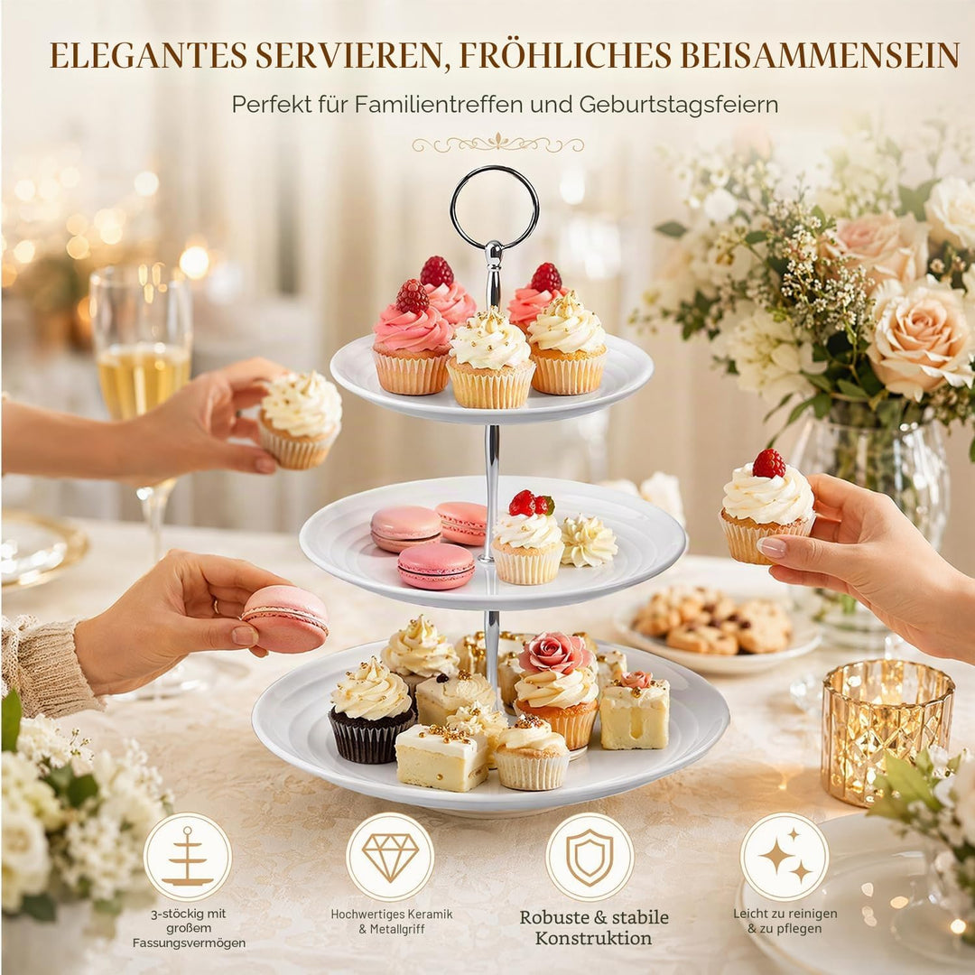 3 Stück Etagere 3 Etagen, Ø 25/20/15 cm Transparentes 3 etagen Kuchenständer, Elegante Etagere für D