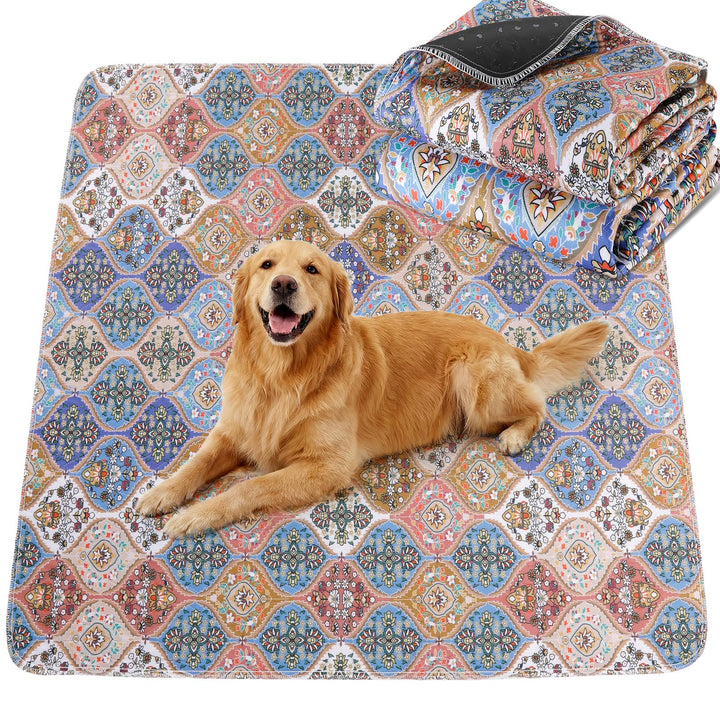 Gimars 2er Set 91 x 121 cm Welpenunterlagen Waschbar im Boho-Design, Wiederverwendbare Hundematte fü