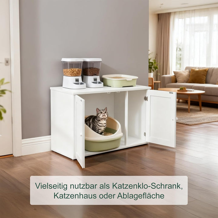 Relaxdays Katzenschrank für Katzentoilette, Separate Trennwand, Eingang, Katzenklo verstecken, HBT: