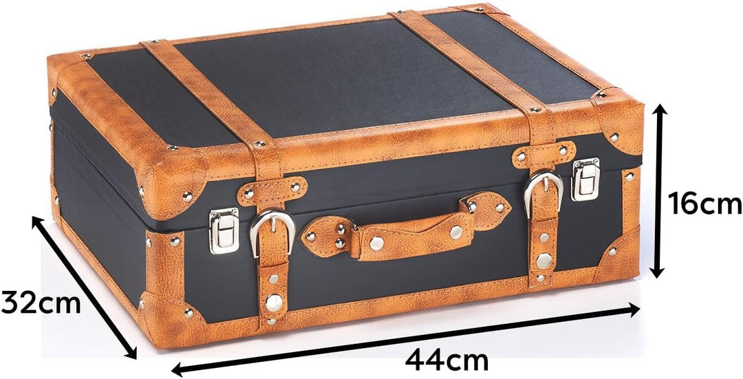 Kobolo Dekokoffer Koffer Vintage Retro - MDF mit Kunstlederüberzug - braun - Metallschliessen
