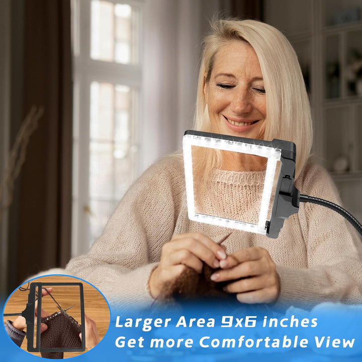 NZQXJXZ 5X Lupe mit Licht und Ständer, 2-in-1 Abnehmbare Leselupe mit Licht für Senioren Gross, 42 L