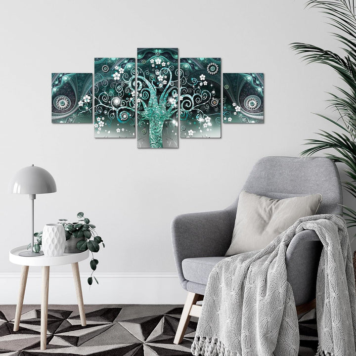 Runa Art Wandbilder Gustav Klimt Baum des Lebens 5 Teilig Bild auf Vlies Leinwand Deko Wohnzimmer Sc