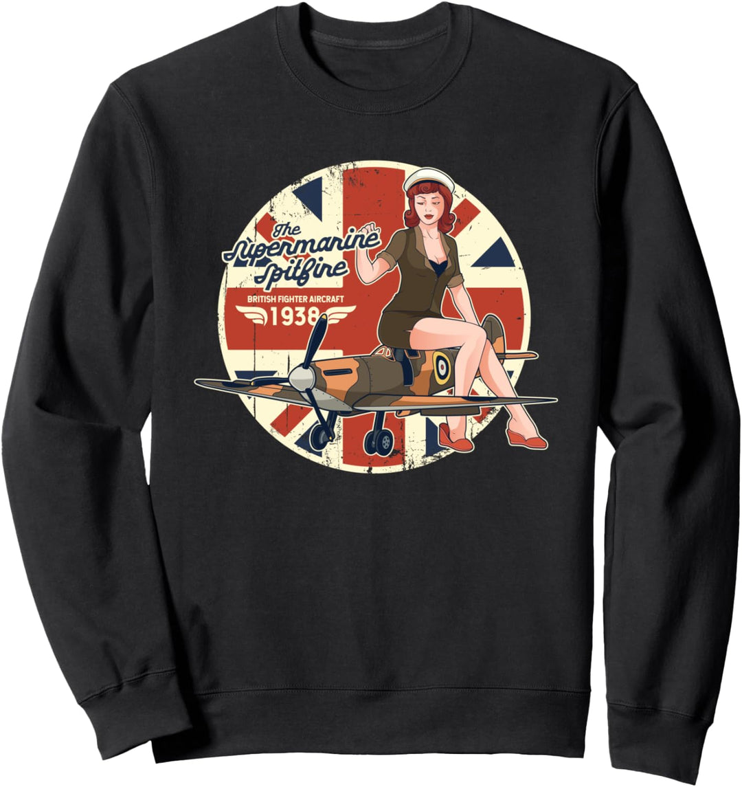 Supermarine Spitfire RAF WWII Flugzeug Pinup Sweatshirt