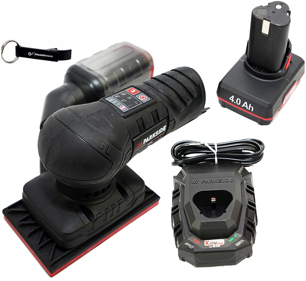HEADNMORE® Bundle - PARKSIDE PERFORMANCE® 12V Akku Schwingschleifer PASSP 12 + HEADNMORE® Schlüssela