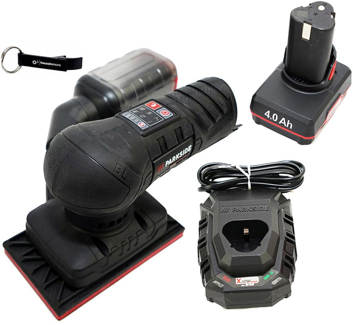 HEADNMORE® Bundle - PARKSIDE PERFORMANCE® 12V Akku Schwingschleifer PASSP 12 + HEADNMORE® Schlüssela