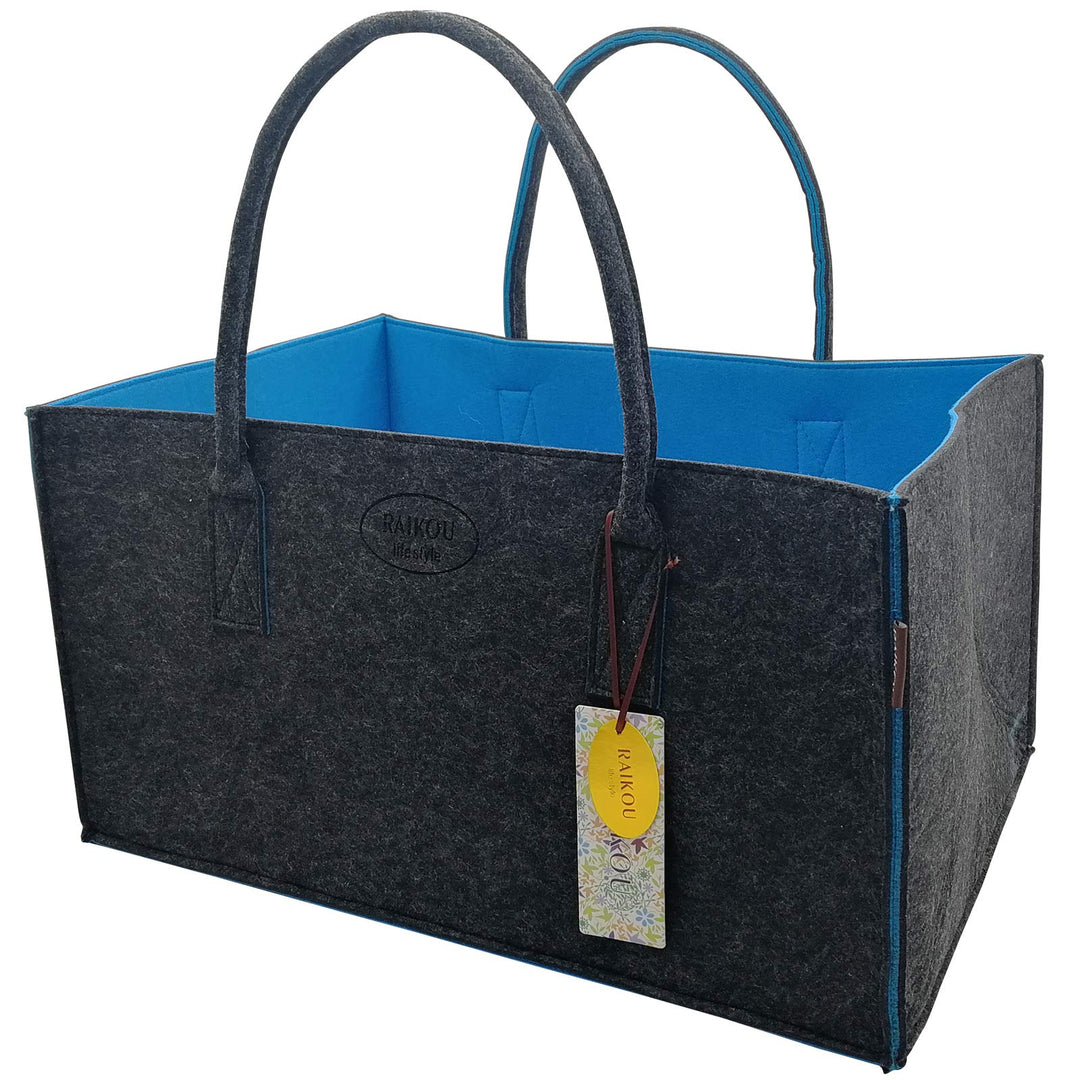 RAIKOU NEU Filztasche Shopper Holzkorb Einkaufstasche Henkeltasche Zeitungskorb Stabile Kaminholztas