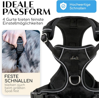 FREUDENTIER® Hundegeschirr mit atmungsaktiver Mesh-Polsterung - Höchster Komfort & bombenfester Sitz