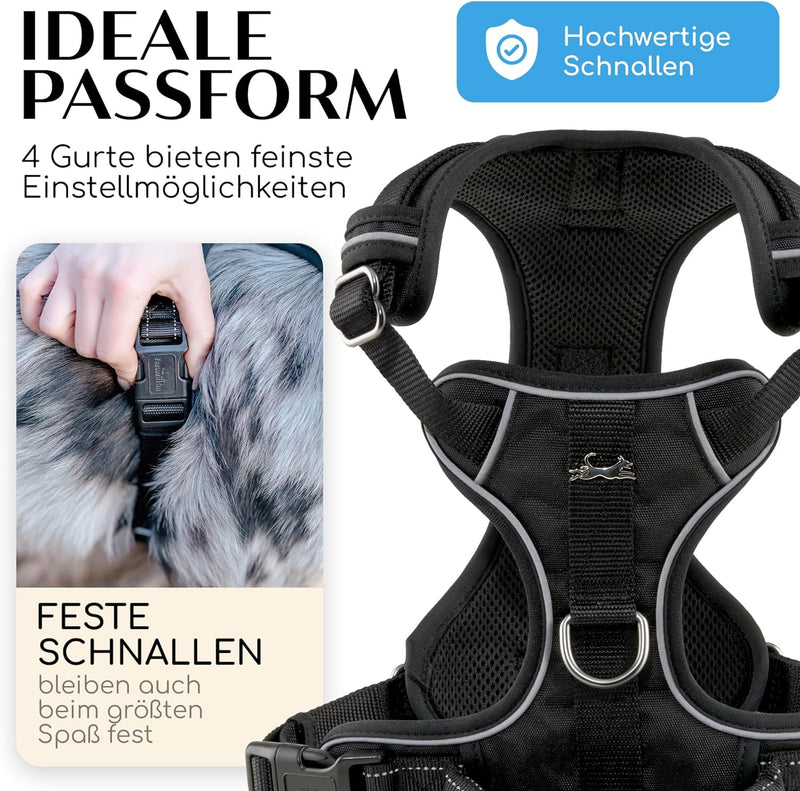 FREUDENTIER® Hundegeschirr mit atmungsaktiver Mesh-Polsterung - Höchster Komfort & bombenfester Sitz