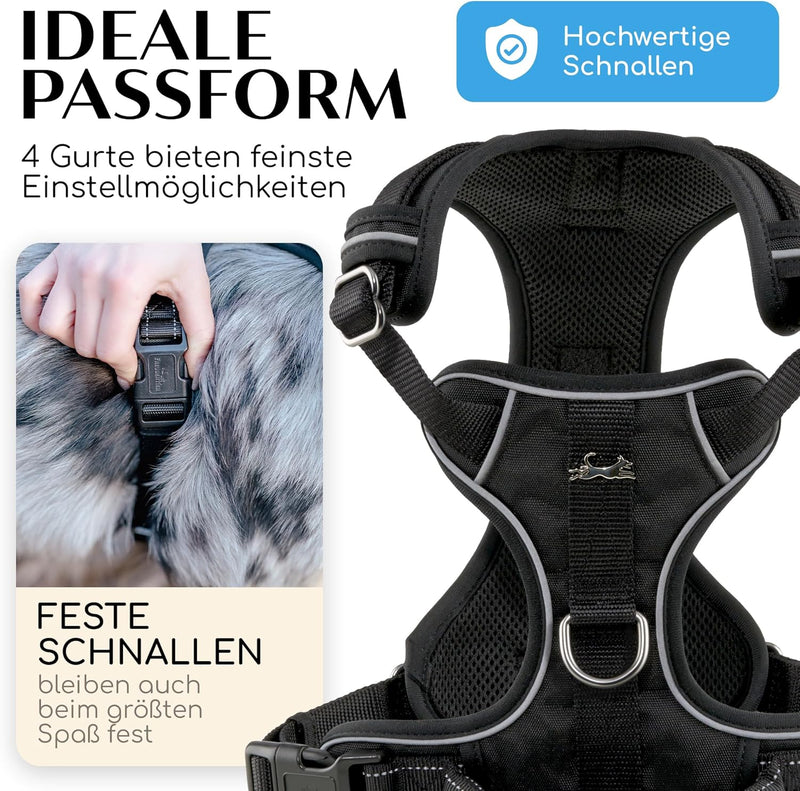 FREUDENTIER® Hundegeschirr mit atmungsaktiver Mesh-Polsterung - Höchster Komfort & bombenfester Sitz