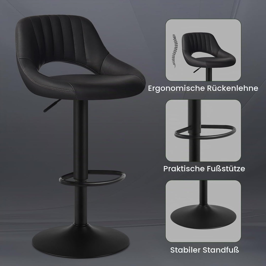 EUGAD 0666BY-2 2X Barhocker Designer Hocker Tresenhocker Bistrohocker 360° drehbar stufenlos höhenve