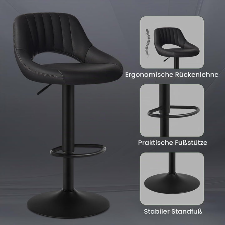 EUGAD 0666BY-2 2X Barhocker Designer Hocker Tresenhocker Bistrohocker 360° drehbar stufenlos höhenve