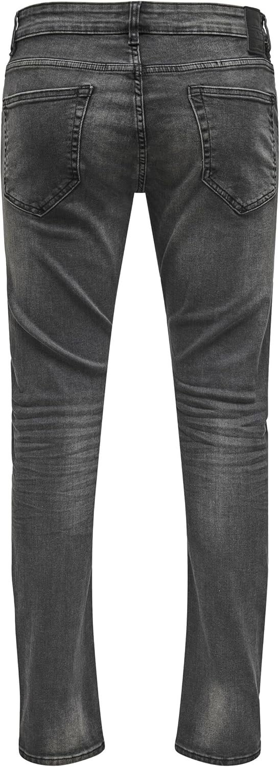 Only & Sons Male Slim Fit Jeans ONSLOOM Mid Rise Slim Fit Jeans 28W / 32L Black Denim, 28W / 32L Bla