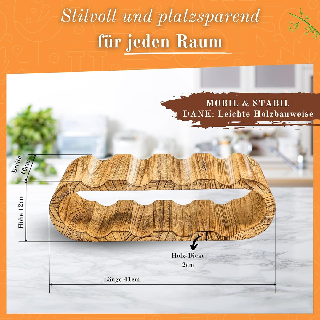 Rustikales Weinregal Holz geflämmt - Flaschenregal Holz für 8 Flaschen, 2 Etagen - Zeitloses Design,