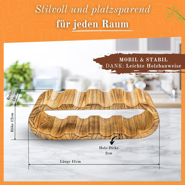 Rustikales Weinregal Holz geflämmt - Flaschenregal Holz für 8 Flaschen, 2 Etagen - Zeitloses Design,