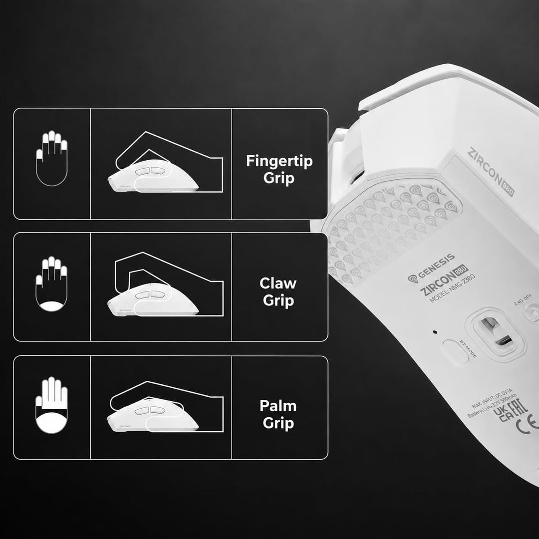 Genesis Zircon 880 Wireless Gaming Maus kabellos Weiss, 12000 DPI Wireless Gaming Mouse, PixArt PAW3