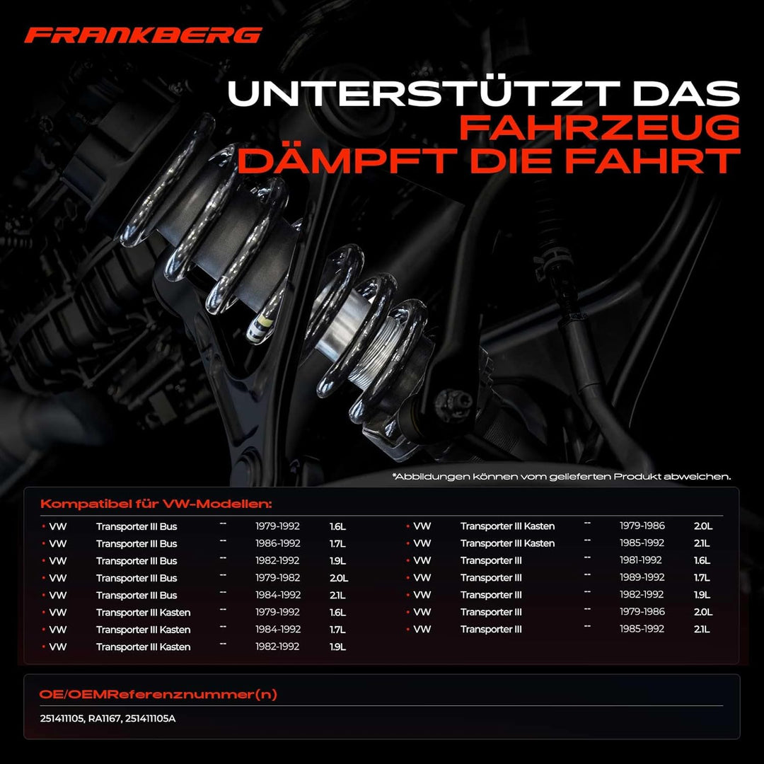 Frankberg 2x Federn Fahrwerksfeder Vorderachse Kompatibel mit Transporter III Bus Kasten Pritsche/Fa