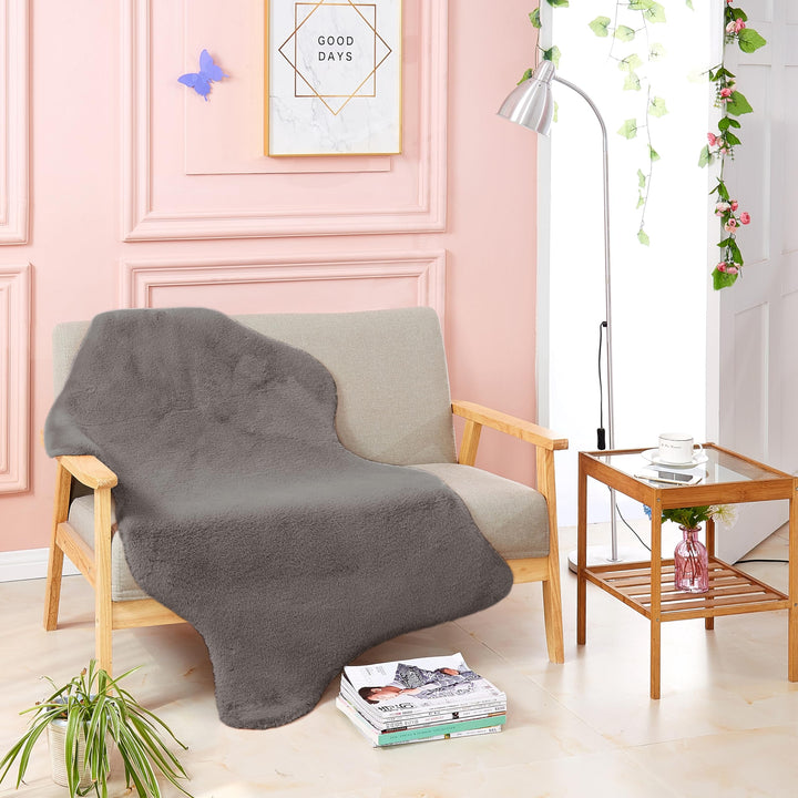 Teppich Wölkchen Fellteppich, Kunstfell Teppich Waschbar, Hasenfell Imitat, Kaninchenfell, Kurzfell