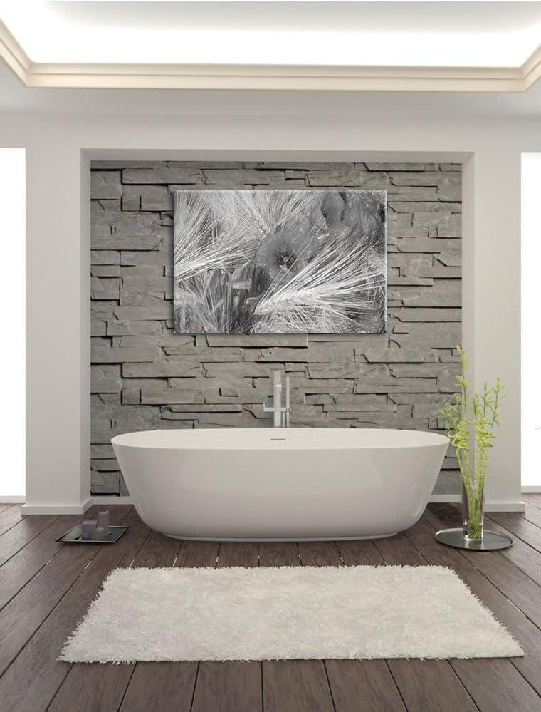 Pixxprint Mohnblumen auf dem Mais-Feld als Leinwandbild/Grösse: 100x70 / Wandbild/Kunstdruck/fertig