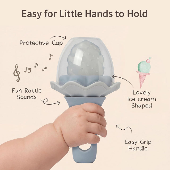 Moonkie Fruchtsauger Baby mit Gefrierschrank Tablett, BPA-Frei Silikon Fruchtschnuller mit Zwei Grös