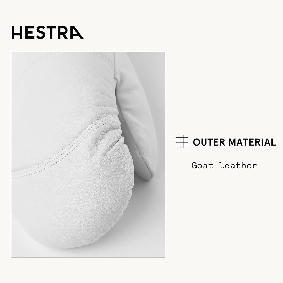 Hestra Winter-Skihandschuhe: Herren und Damen Leder-Box-Fäustlinge für kaltes Wetter Gebrochenes Wei