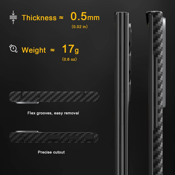 memumi Carbon Hülle für Galaxy S23 Ultra, 0.5 mm Superdünne, Hülle aus echter Aramidfaser [100% Aram