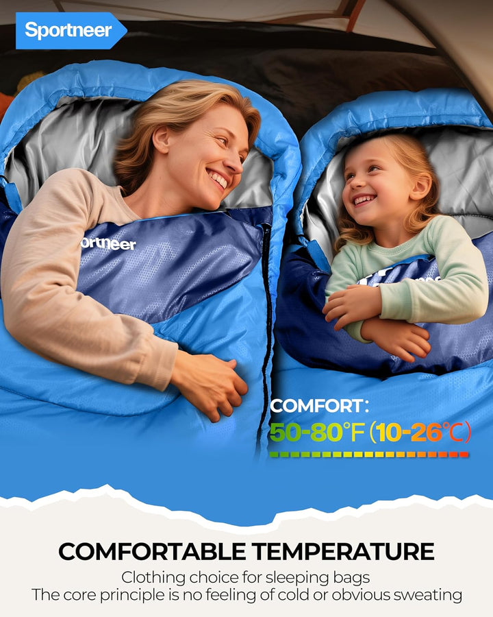 Schlafsack Outdoor - Sportneer Schlafsack Erwachsene und Kinder - Schlafsäcke Camping Sleeping Bag D