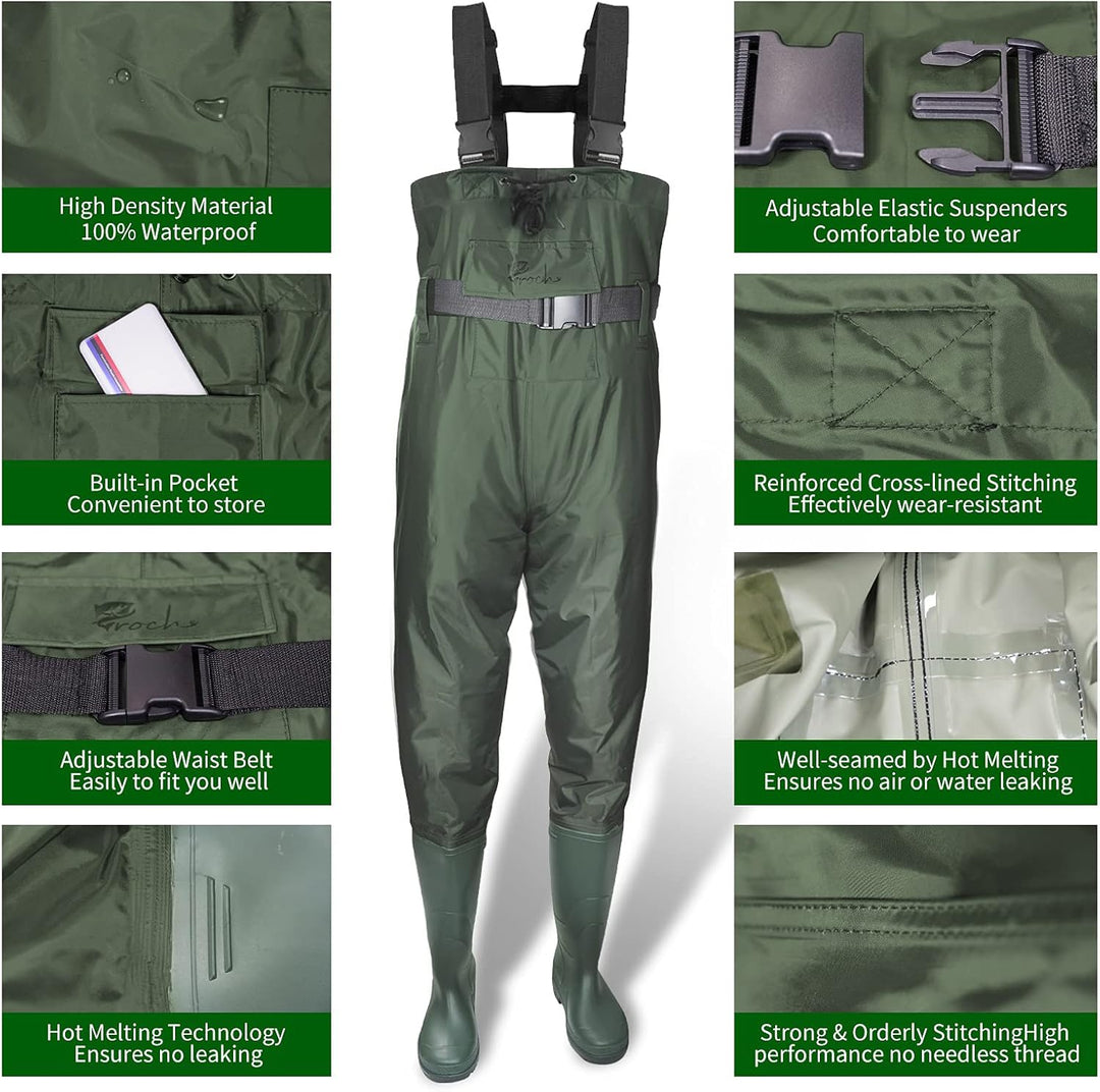 Croch Wathose für Kinder wasserdicht mit Gummi Stiefel ideale Angelhose und Watthose Kinderwathose 2