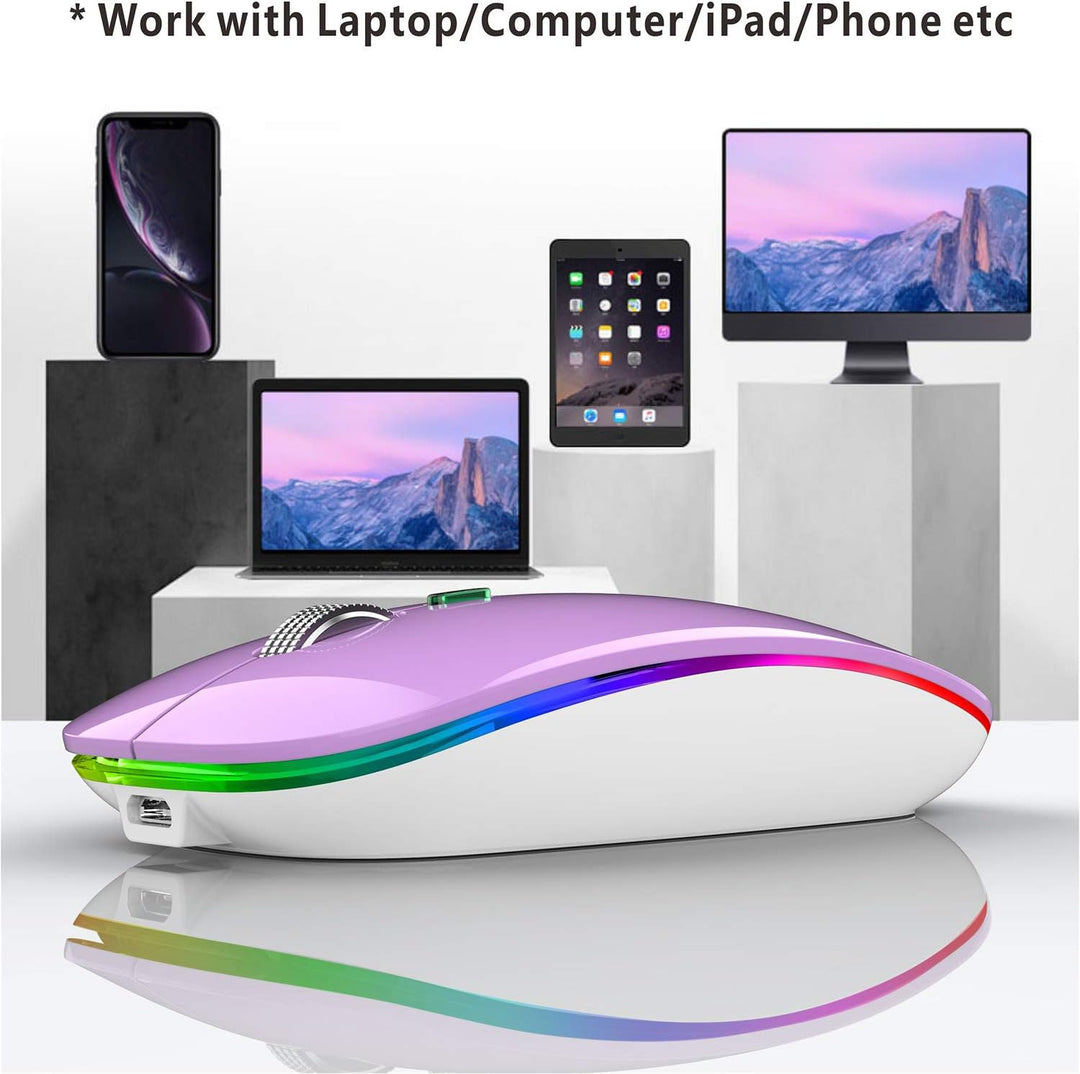 Uiosmuph Bluetooth Maus Kabellose, LED Funkmaus wiederaufladbar Leise Wireless Mouse 2.4GHz Kabellos
