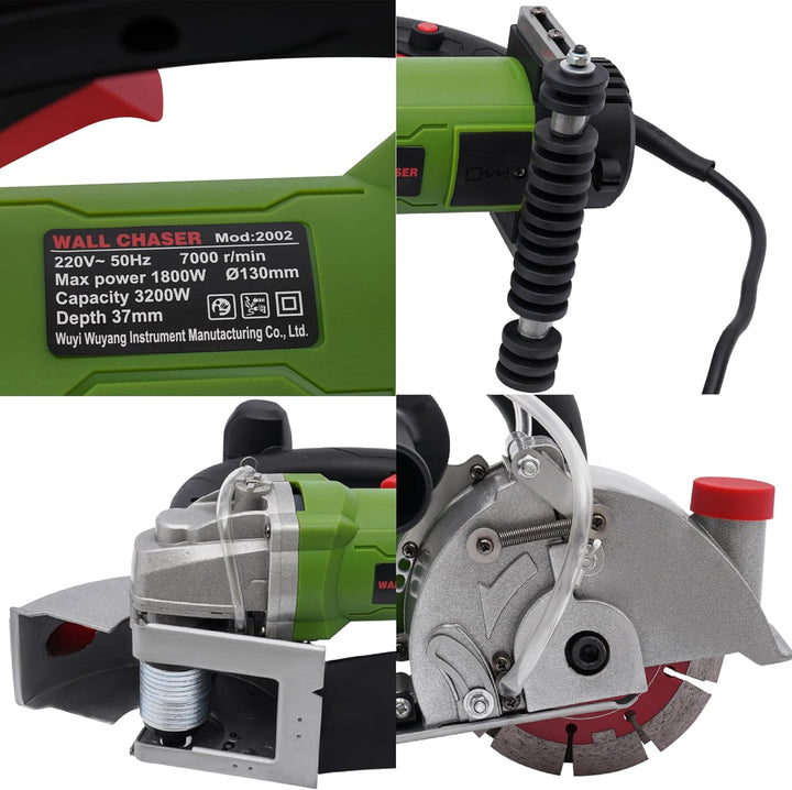 1800W 360 Grad Drehbare Schlitzfräse Mauernutfräse mit Kupfermotor, 7000RPM Elektrische Mauernutfräs