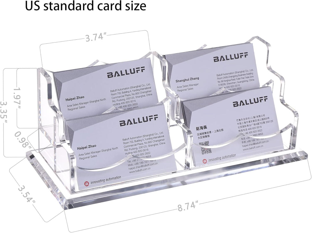 Visitenkartenhalter Display für Schreibtisch 4 Fächer, klares Acryl Visitenkartenständer Rack mit 1