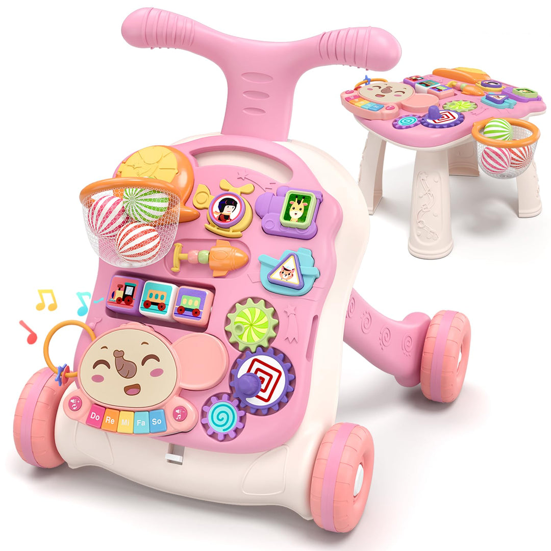 QDRAGON Lauflernhilfe, Baby Lauflernwagen mit Regulierbarer Geschwindigkeit Baby Walker Gehhilfe mit