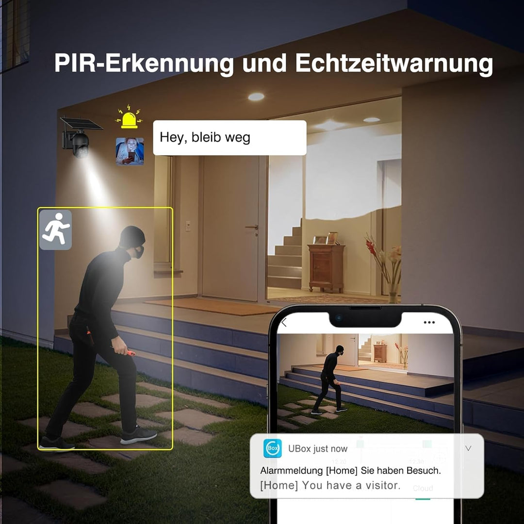 Xega 3G/4G LTE Überwachungskamera Aussen mit SIM Karte Kabellos Solar PTZ IP Kamera Outdoor mit 2K F