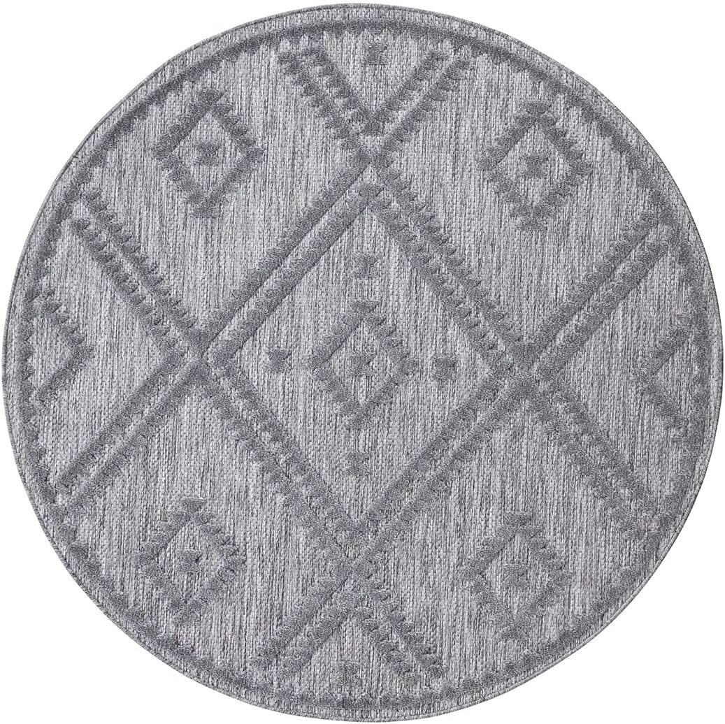 carpet city In-&amp; Outdoor Teppich - Rund 200 cm - für Innen-&amp; Aussenbereich - Wetterfest Balkon-Teppi