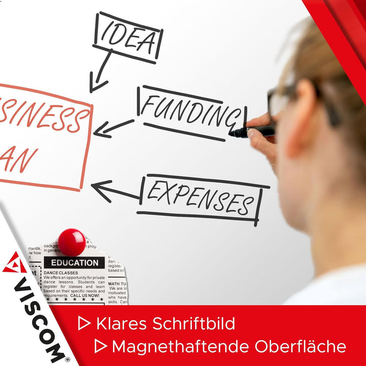 VISCOM Whiteboard magnetisch - 75 x 110 cm - Magnettafel in 11 Grössen - Magnetwand, kratzfest &amp; bes