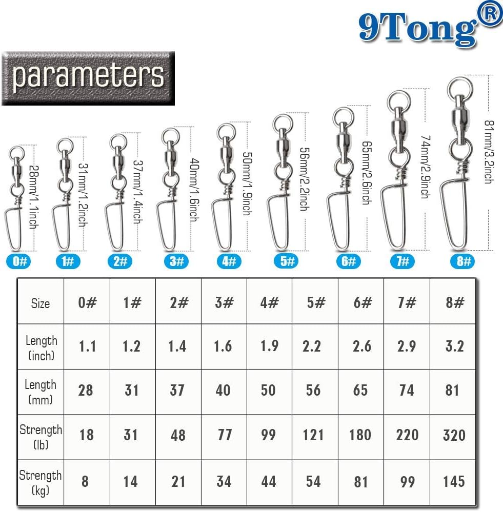 Kugellager Wirbel mit Coastlock Snap, Edelstahl geschweisster Ring für Angeln Salzwasser Standard Si