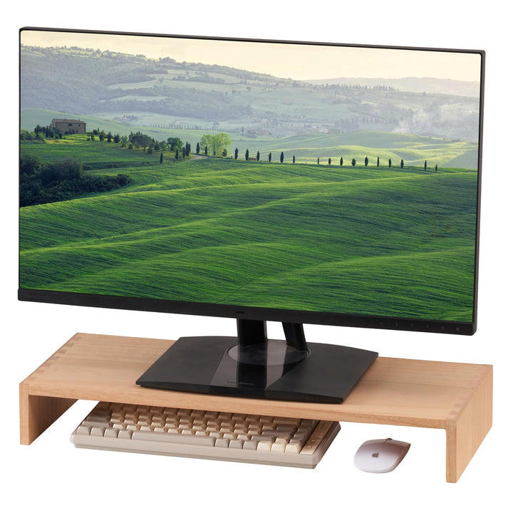 KIRIGEN Holz Monitorständer – Desktop Organizer für PC/Laptop/TV/Drucker | Büro-Aufsatz mit Stauraum