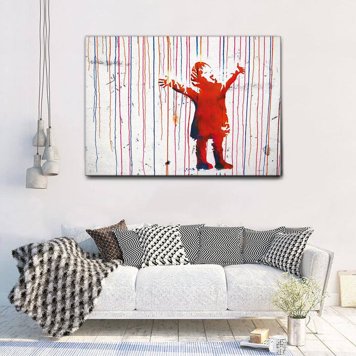 Giallobus - Bild - Druck AUF LEINWAND - Banksy - KINDERFARBE- 100 x 140 cm, 100 x 140 CM