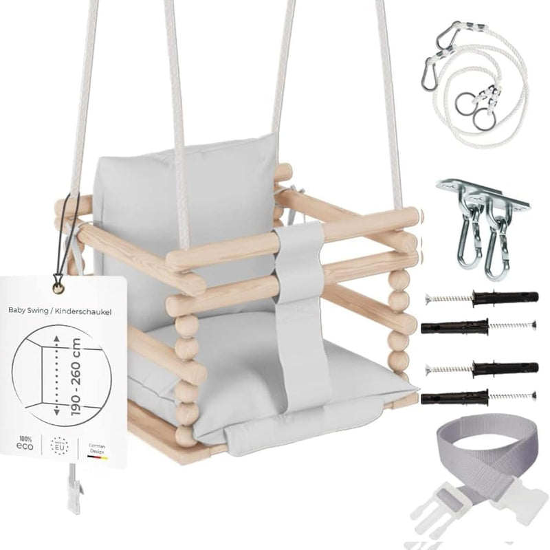 MAMOI® Babyschaukel, Schaukel Indoor und Outdoor, Holzschaukel für Baby und Kinder, Kinderschaukel,