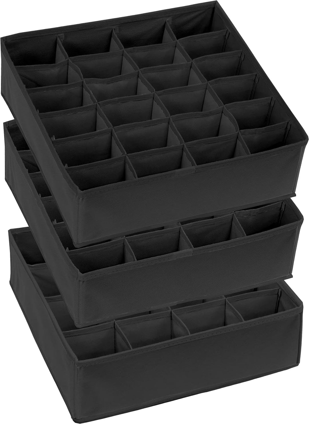 Simple Houseware Schrank-Schubladen-Organizer für Kleidung, Socken und Unterwäsche, 3er-Pack, Schwar