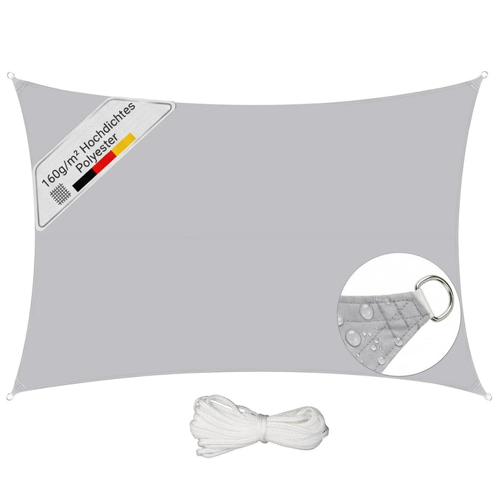 Sunula Sonnensegel Wasserdicht 3x4m Rechteckig – hochdichtes PES 160g/m², mit umlaufendem Gurtband &