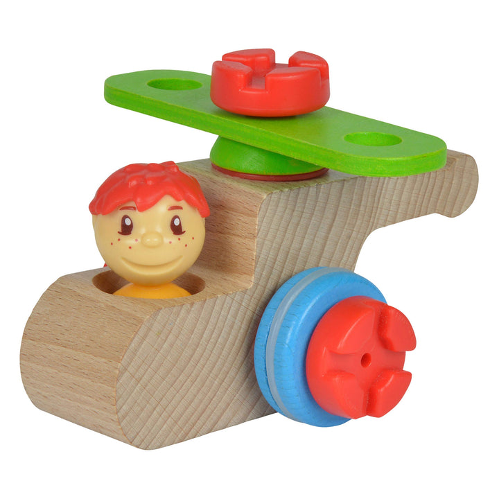 Eichhorn 100039103 - Constructor Maxi Hubschrauber, 9-tlg., Holz-Konstruktions-Set, extra grosse Bau