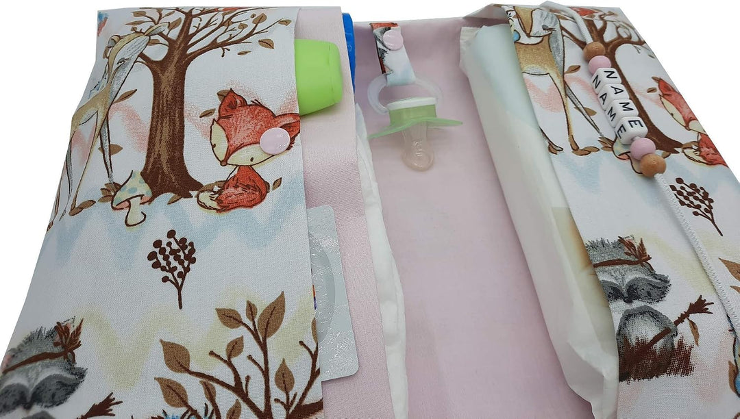 Grosse Windeltasche XXL mit Name Wickeltasche Rosa Innen glatte Baumwolle, Rosa Innen glatte Baumwol