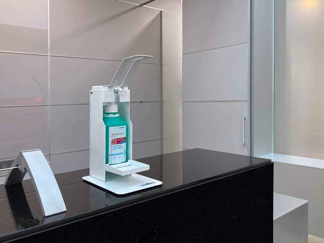 Durable Tisch-Desinfektionsspender mit Armhebel, für Desinfektionsmittel oder Seife, flexible Anpass