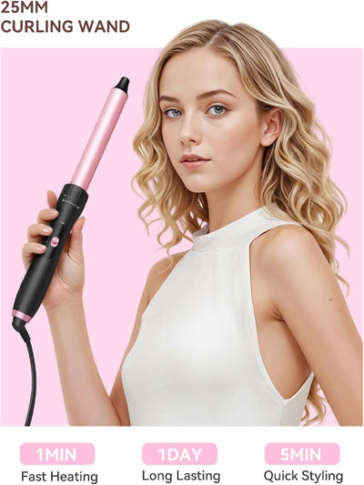 LANDOT Lockenstab Curling Iron 25-mm: Antistatische Keramik-Turmalin-Beschichtung Lockenstäbe - Hair