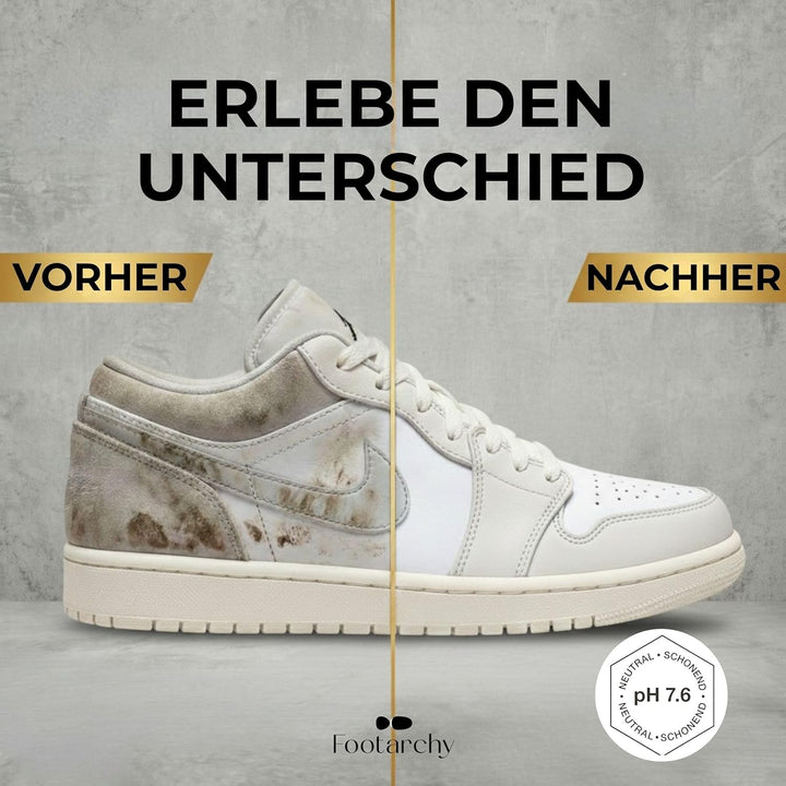 Schuhreinigungsset Profi – 150ml Reinigungsschaum, Schuhreiniger & Sneaker Cleaner Set mit 2 Bürsten