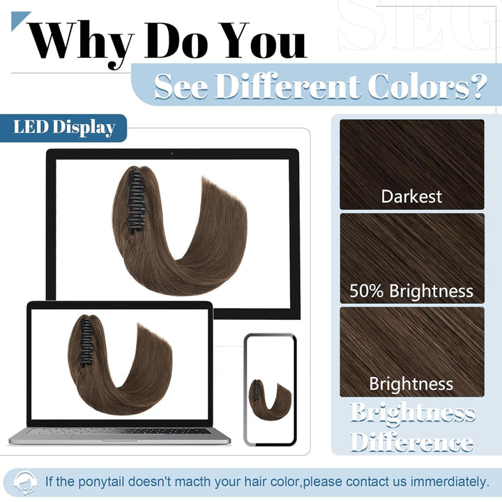 SEGO Ponytail Haarteil Echthaar Zopf Extension mit Klammer Clip in Pferdeschwanz Haarverlängerung 10